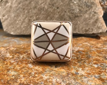 Quadratischer Keramikschrankknauf, handbemaltes geometrisches Design-Heimwerker-Hardware-Heimwerker