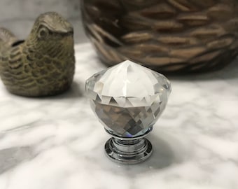 Crystal Glass Diamond Knob, Chrome Furniture Pull Home Improvement Hardware