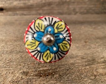 Small Cabinet Knob, Dresser Drawer Knob, Hand Painted Flower Pull, Cabinet Pull, Drawer Knobs and Pulls Home Improvement Hardware