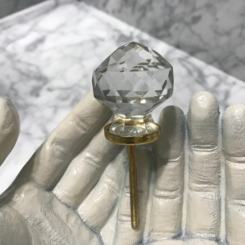 Glass Faceted Knob Old Fashioned Round Decorative Furniture Etsy