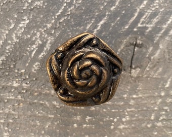 Cast Iron Rose Knob, Floral Drawer Pull, Furniture Hardware Home Improvement Hardware DIY Supplies