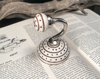 Ceramic Wall Hook, Decorative Knob, Stainless Steel Mount
