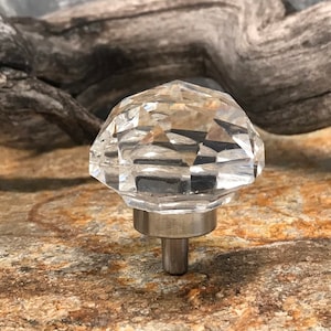 Kristallglas diamantslipad knopp, kromad möbelhandtag