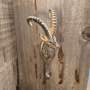 Antilopen-Wandhaken, Wandhalterung Hirschkopfhaken, Aluminiumkleiderbügel, rustikale Landhauswandhaken, Steinbock-Wandhaken Heimwerker-Hardware