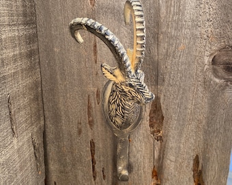 Antelope Wall Hook, Wall Mount Stag Head Hook, Aluminium Coat Hanger, Rustic Country Wall Hook, Ibex Wall Hook Home Improvement Hardware