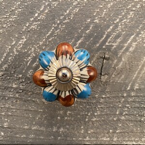 Botão de cerâmica, puxador de gaveta em forma de abóbora, botão decorativo country, avental cromado de flor pintado à mão, botão de substituição de móveis, puxador de gaveta