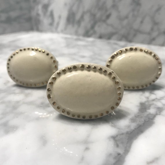 Ceramic Knob Clearance As Is Oval Ceramic Knobs Ivory Hand Etsy