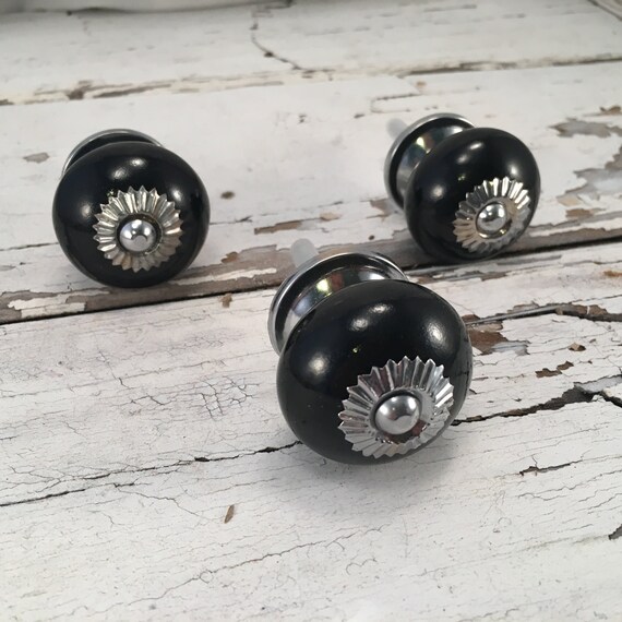 Ceramic Knob Classic Black Tomato Knob Furniture Supplies Etsy