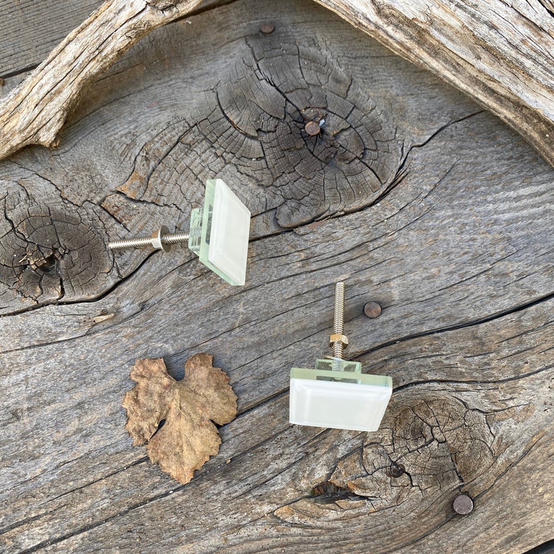 Square Glass Knob Retro Mid Century Modern Knobs Unique Style Etsy