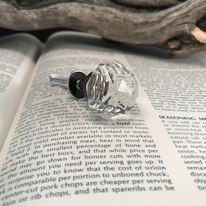 Crystal Knob, Glass Faceted Knobs, Bronze Tone Neck, Diamond Cut Glass Knob, Decorative Furniture Pull, Knobs and Pulls, Dresser Drawer Knob