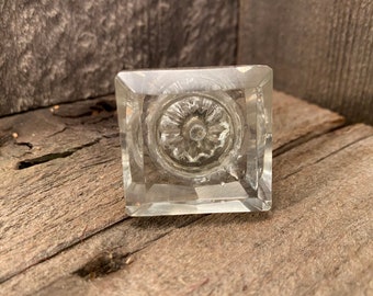 Square Glass Faceted Knobs, Clear Glass Knob, Furniture Pull Drawer or Cabinet Pull