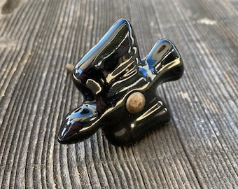 Schwarzer Keramik Vogel Knauf, Keramik Schubladenknauf