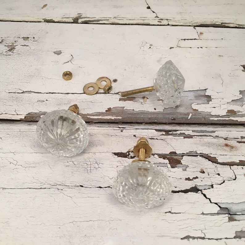 Clear Faceted Glass Knobs Knobs And Pulls Dresser Drawer Etsy