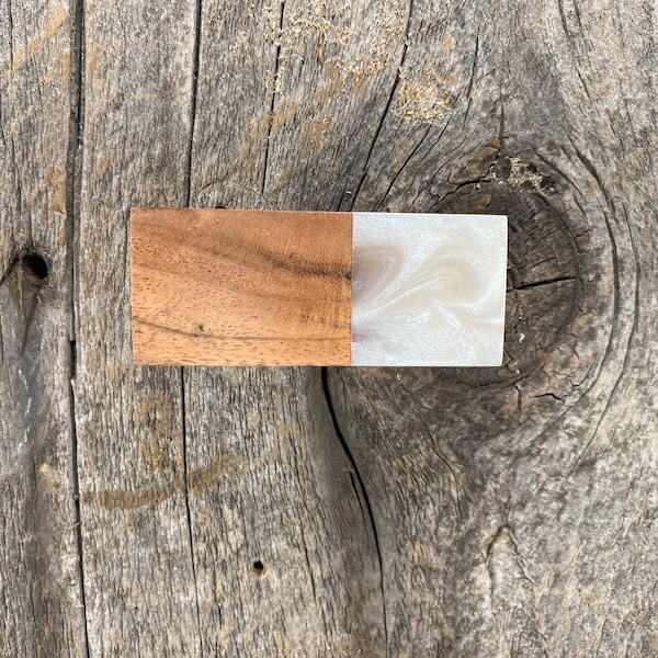 Bone Resin Wood Knob, Rectangle Modern Knob, Wood Inlaid Knob, Bone & Resin Unique Drawer Pull, Cabinet Knob, Furniture Replacement Knob