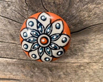 Ceramic Knob, Decorative Drawer Pull, Furniture Upgrade Cabinet Hand Painted Round Knob, Ceramic Knob