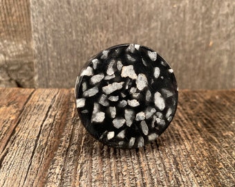 Round Resin Knob, Stone Flake Drawer Pull, Granite Look Cabinet Hardware