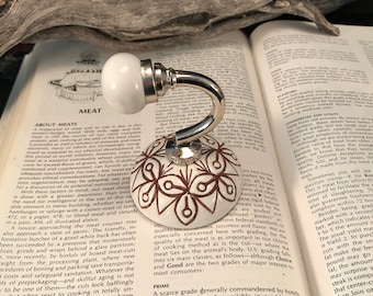 Ceramic Wall Mount Hook, Cup Wall Mount Purse Hook with Decorative Knob, Bathroom Towel Hook, Decorative Ceramic Wall Hook