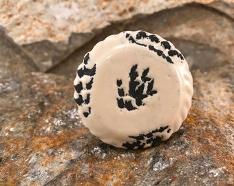 Ceramic Knob, Farmhouse Shabby Chic Decorative Drawer Pull, Cabinet Replacement Knobs, Black and White Home Improvement Hardware