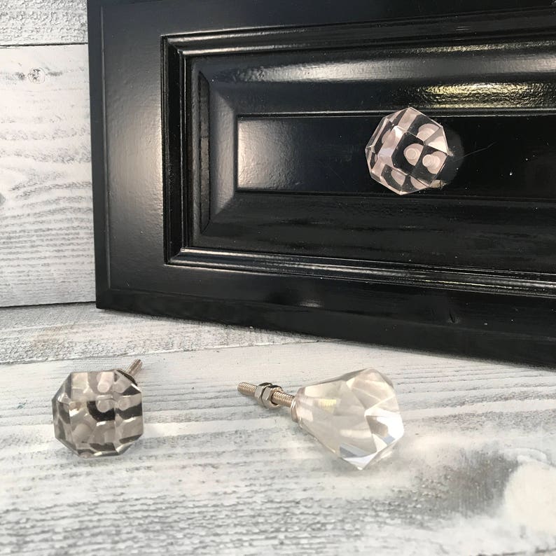 Glass Faceted Knobs Old Fashioned Decorative Furniture Pulls Etsy