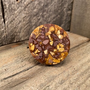 Stone Resin Cabinet Knob, Brown Earth Tone Dresser Pull