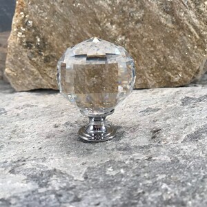 Glass Knob, Crystal Faceted Knob with Silver Apron, Old Fashioned Knobs, Decorative Furniture Pull, Drawer Knobs, Knobs and Pulls