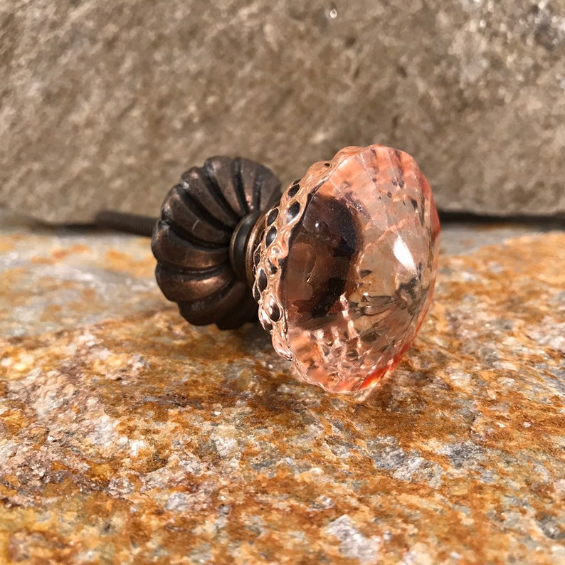 Knobs And Pulls Amber Old Fashioned Faceted Glass Knob Etsy