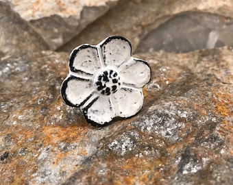 Cast Iron Flower Knob, White Farmhouse Cabinet Hardware Home Improvement Hardware