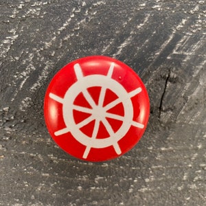 Ceramic Knob, Nautical Helm Steering Wheel, Ship Steering Wheel, Round Drawer Pull, Furniture Replacement Knobs and Pulls Black and White