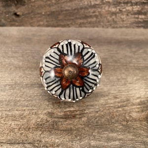 Ceramic Knob, Tomato Knobs with Brass Hardware, Drawer Upgrade Knob, Flower Design, Ceramic Pull