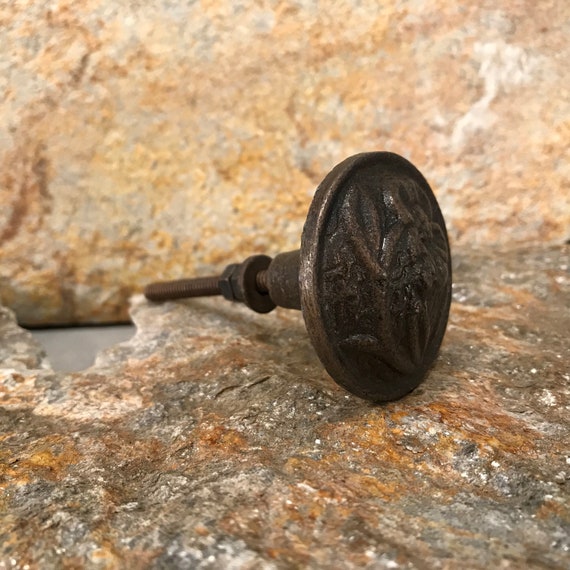 Cast Iron Knob Flower Design Bronze Dresser Drawer Pull Etsy