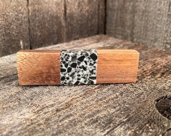 Bone Resin Wood Knob, Rectangle Modern Knob, Wood Inlaid Knob, Bone & Resin Unique Drawer Pull, Cabinet Knob, Furniture Replacement Knob