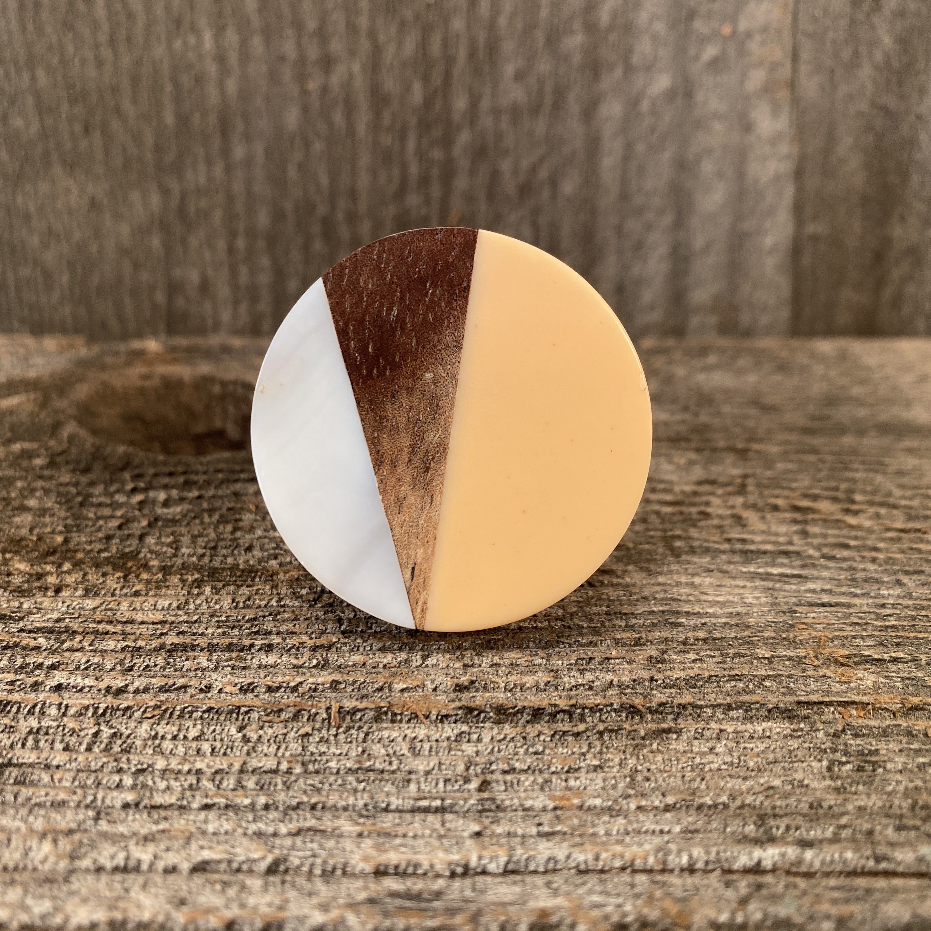 Bone Resin Wood Knob, Round Modern Knob, Wood Inlaid Knob, Bone & Resin Unique Drawer Pull, Cabinet Knob, Furniture Replacement Knob