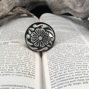 Ceramic Knob, Decorative Pull Knobs, Instant Furniture Upgrade Ceramic Drawer Pulls, Cabinets Home Improvement, Black and White