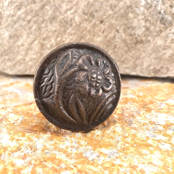 Cast Iron Knob Flower Design Bronze Dresser Drawer Pull Etsy