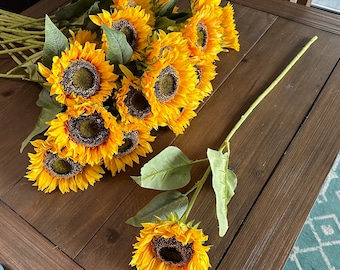 Artificial Sunflower Silk Yellow 6.5 Inch Head Flower Millinery Craft Supply