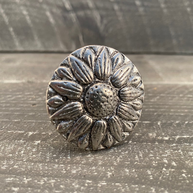 Metal Daisy Knob Metal Sunflower Dresser Drawer Pull Etsy