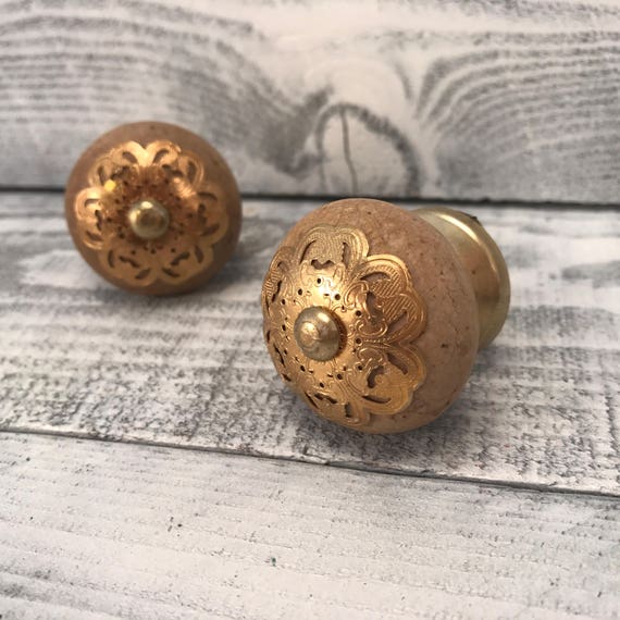 Ceramic Knob Clearance Stone Knobs Gold Apron Tomato Shape Etsy