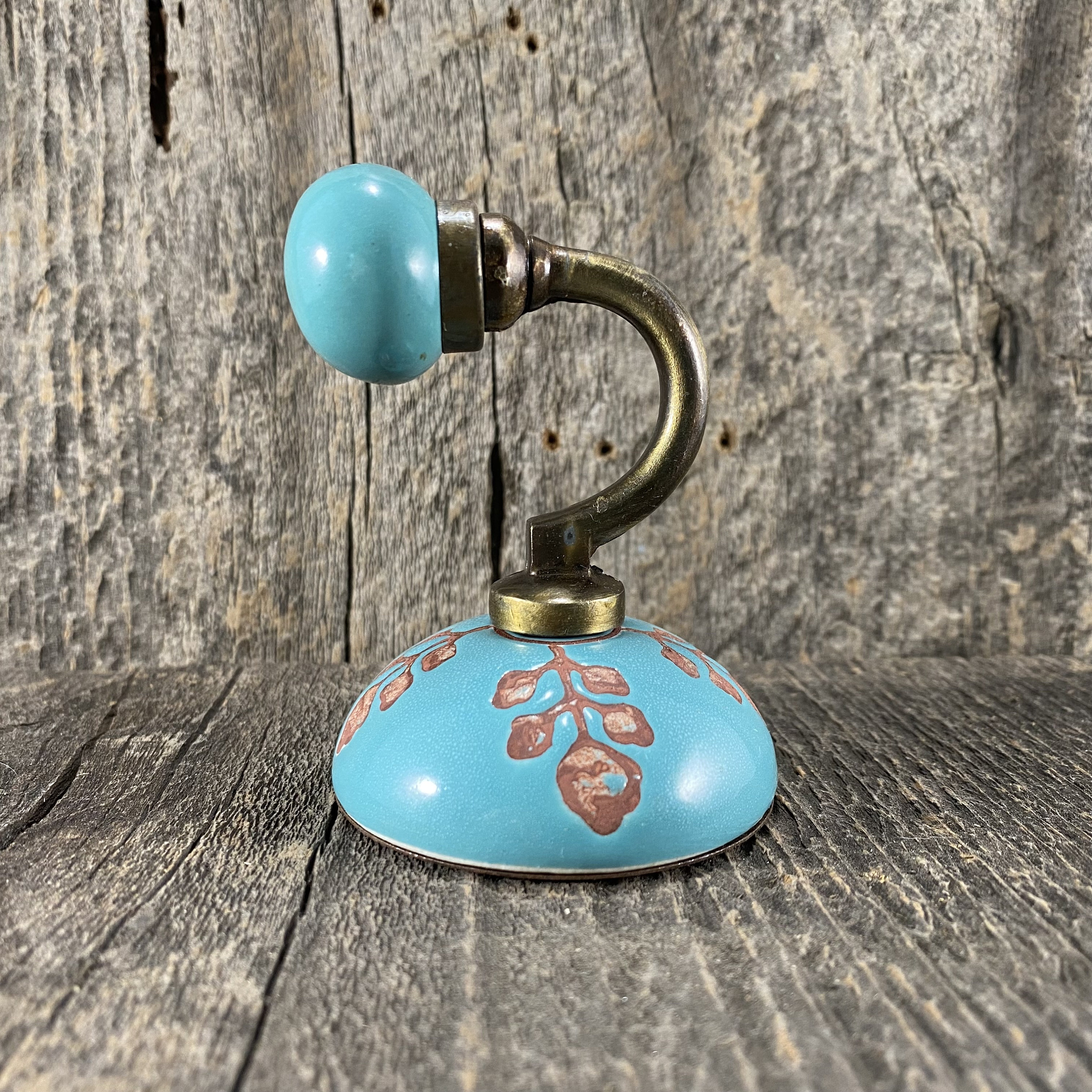Turquoise Coat Rack Etched Turquoise Mimosa Ceramic Coat Wall Hook, Purse Holder, Towel ...