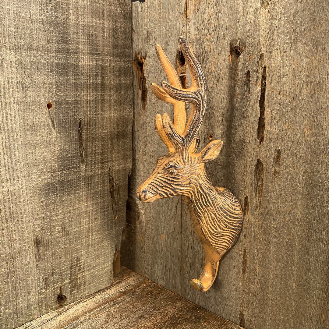 Stag Elk Wall Hook, Wall Mount Deer Stag Head Hook, Cast Iron Elk Coat