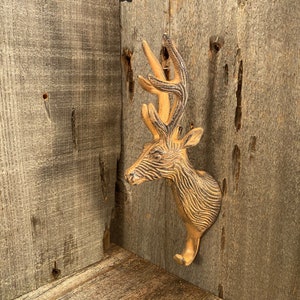 Stag Elk Wall Hook, Wall Mount Deer Stag Head Hook, Cast Iron Elk Coat Hanger, Elk Antler Wall Hook, Coat Hanger