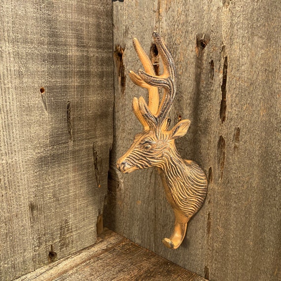 Stag Elk Wall Hook, Wall Mount Deer Stag Head Hook, Cast Iron Elk