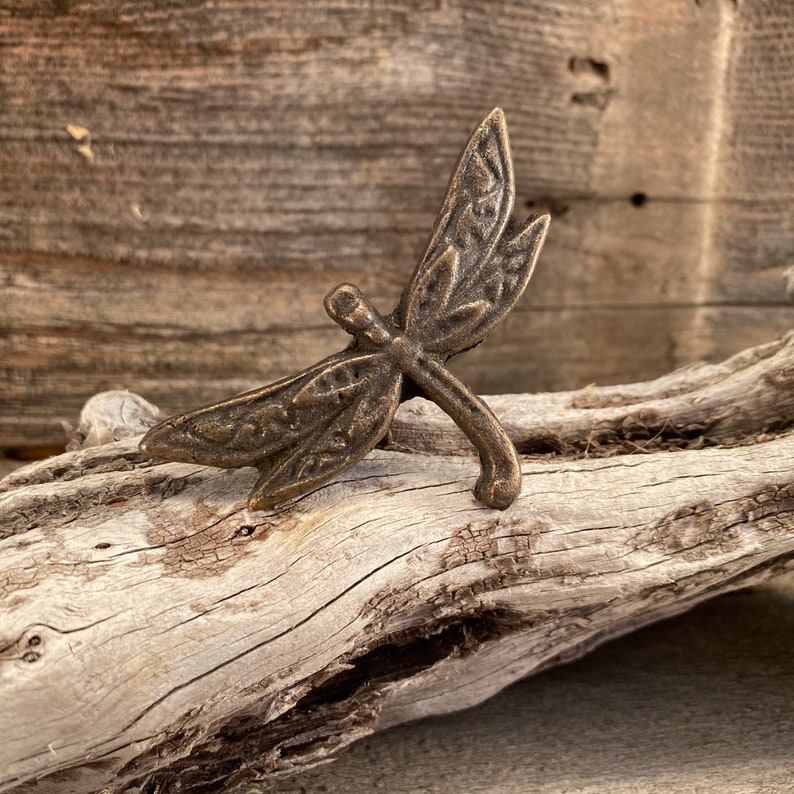 Cast Iron Knob Dragonfly Drawer Pull Insect Dragonfly Knob Etsy