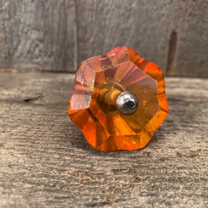 Glass Knob, Amber Faceted Glass Knob, Dresser Drawer Knob, Furniture Pulls, Vanity Cabinet Glass Knob