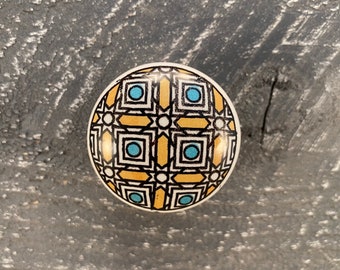 Pomello per comò in ceramica, maniglia moderna per mobiletto, turchese retrò, ferramenta per la casa.