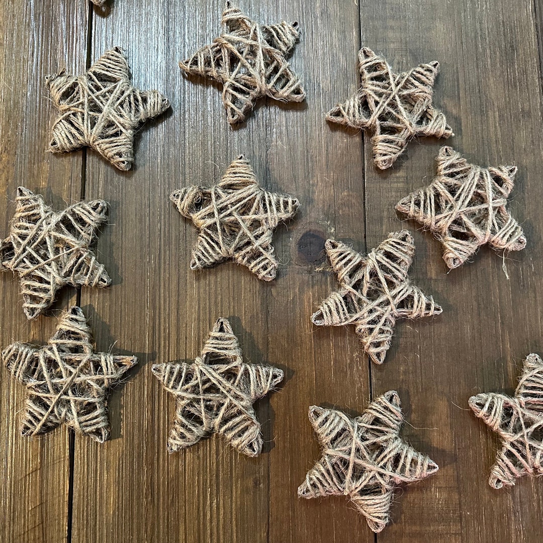 Jute Rope Stars, Craft Supplies, Handmade Stars for Wreath, Ornament ...