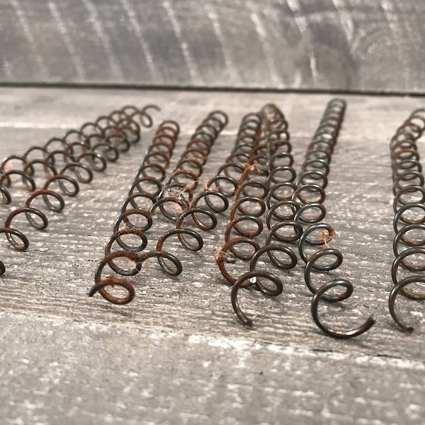 Open Coil Springs, Lot of 6, Vintage Small Coiled Rusty Spring, Industrial Metal Bed Spring, Mattress Connector Salvaged