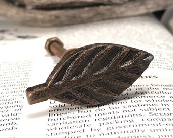 Metal Knob, Cast Iron Leaf Pull, Cabinet Knob, Metal Leaf Drawer Pull, Dresser Drawer Knob Bronze Leaf Knob Home Improvement Hardware