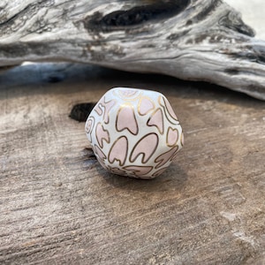 Ceramic Knob, Hand Painted Decorative Drawer Pull, Cabinet Knob Replacement, Craft Supply, Furniture Pull Knob, Soft Pink with Gold