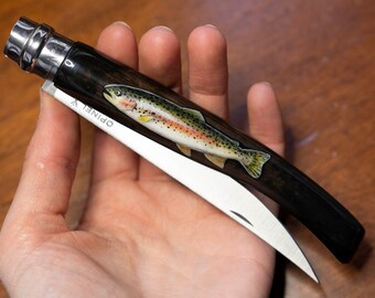 Filleting knife with Trout hand painted and varnished with resin