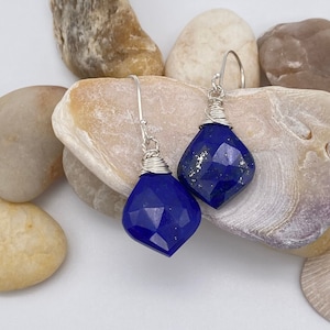 Lapis Lazuli Earrings | Sterling Silver Lapis Lazuli Earrings | Wrapped Lapis Earrings | Lapis Sterling Silver Earrings